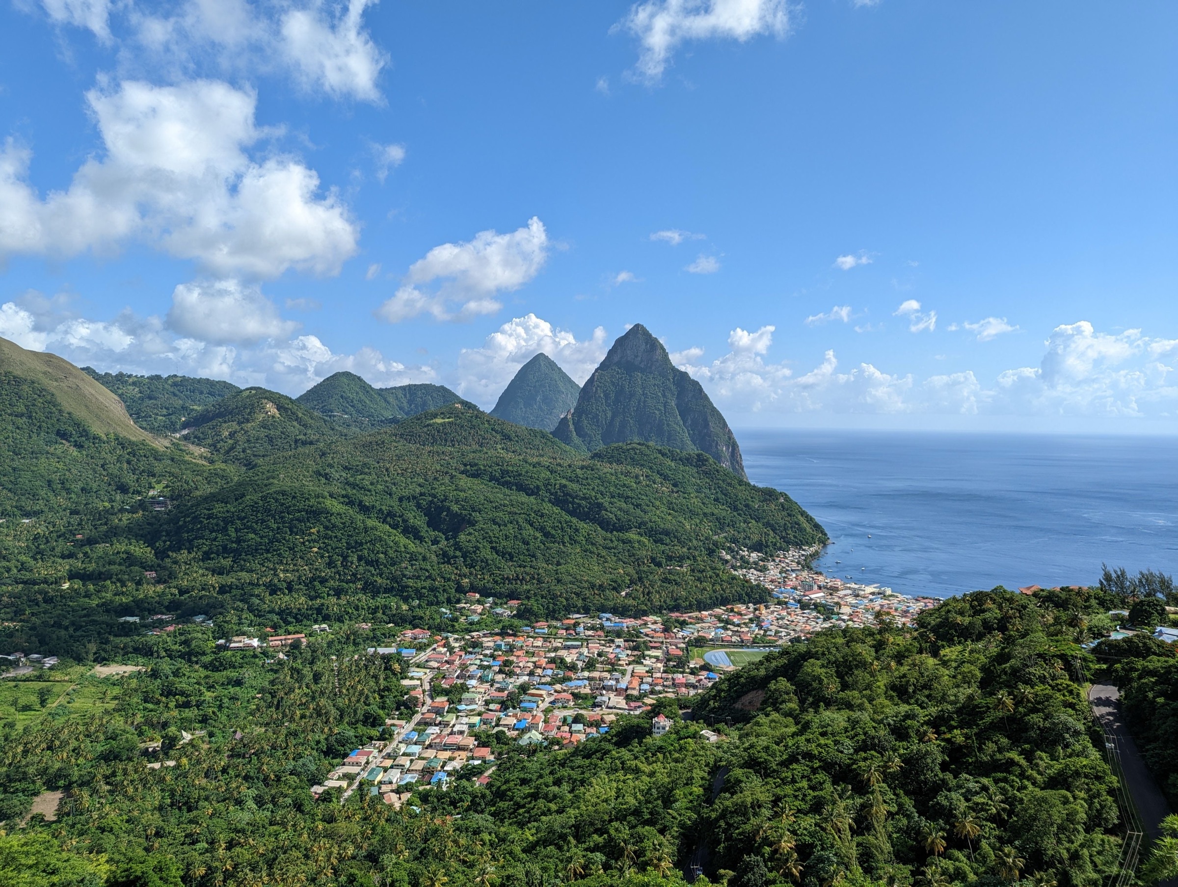 Soufriere and the Pitons on the west coast of Saint Lucia